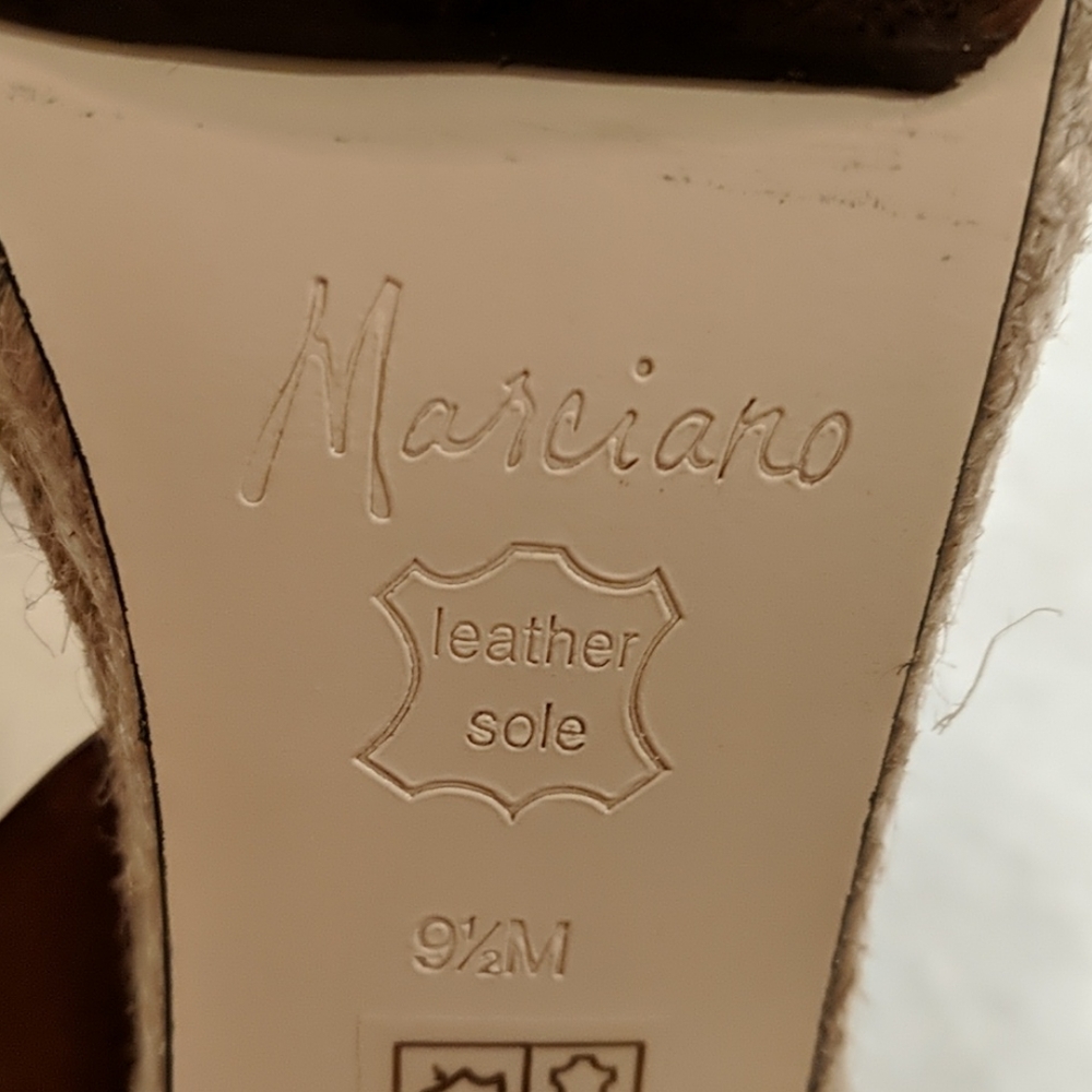 MARCIANO brown leather slingback heels - Picture 6 of 10